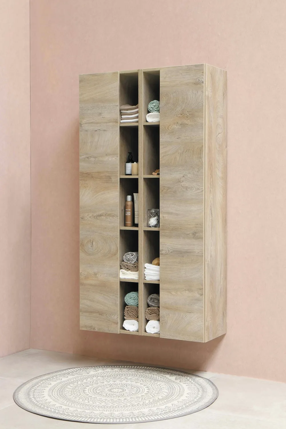 Wall-hung timber storage unit