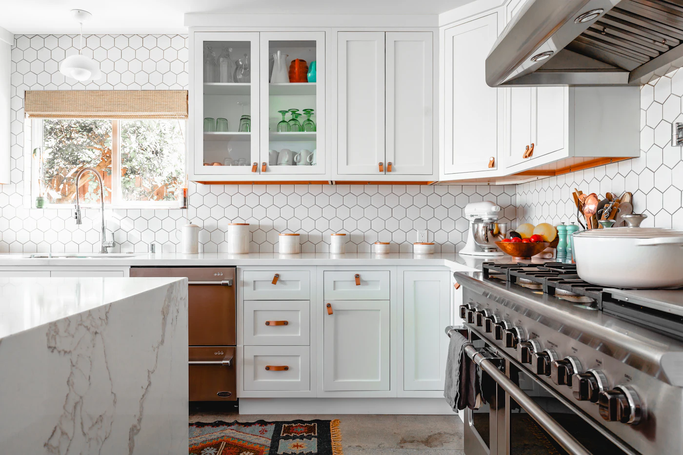Marble waterfall benchtop